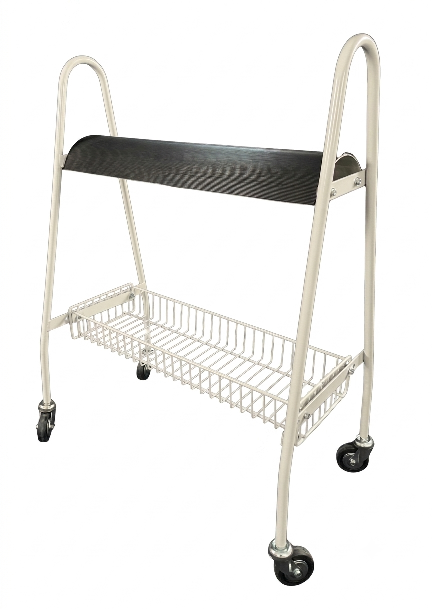 Carrello da Lavoro Industriale con Piano Curvo "A Schiena d'Asino" da 70 cm e Cesta Inferiore
