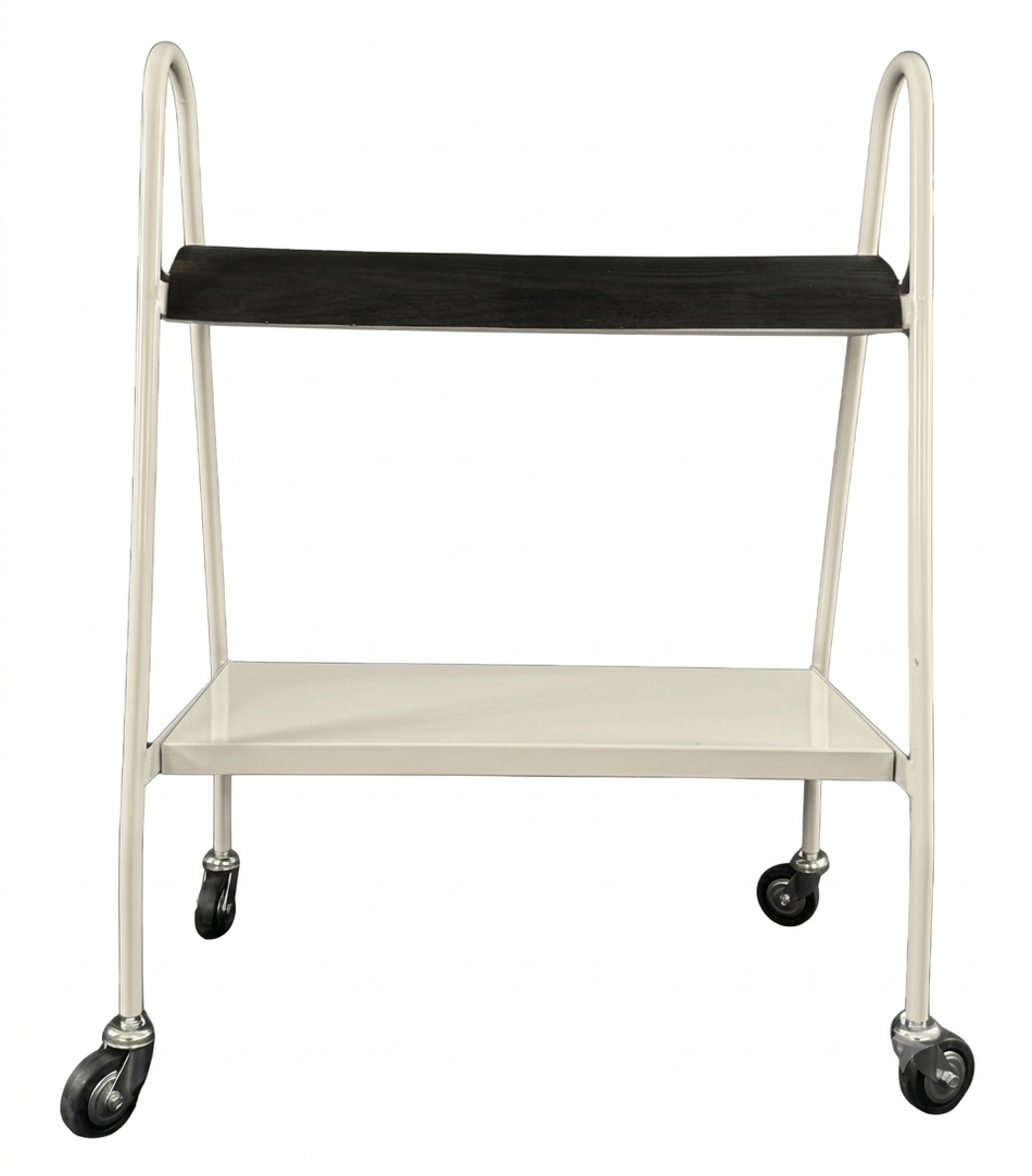 Carrello da Lavoro Industriale a 2 Ripiani con Piano Curvo "A Schiena d'Asino" da 70 cm e Ripiano Inferiore