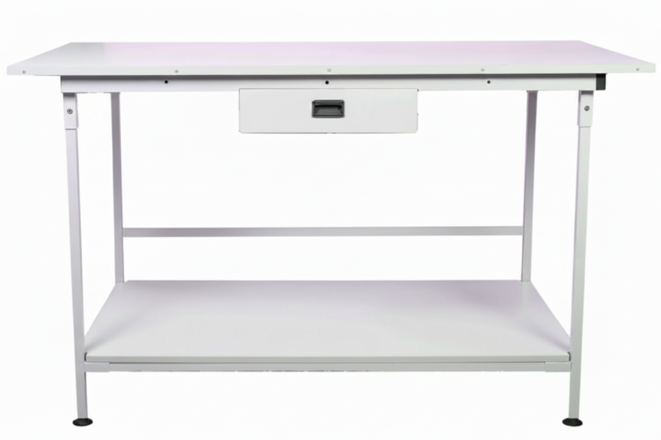 Tavolo da Lavoro Industriale Componibile con Piedini Regolabili (Grigio Chiaro – Misure 180x100 cm e 160x100 cm)
