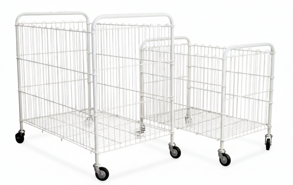 Carrello a Cesta Industriale Pieghevole con Sponde a Tubo