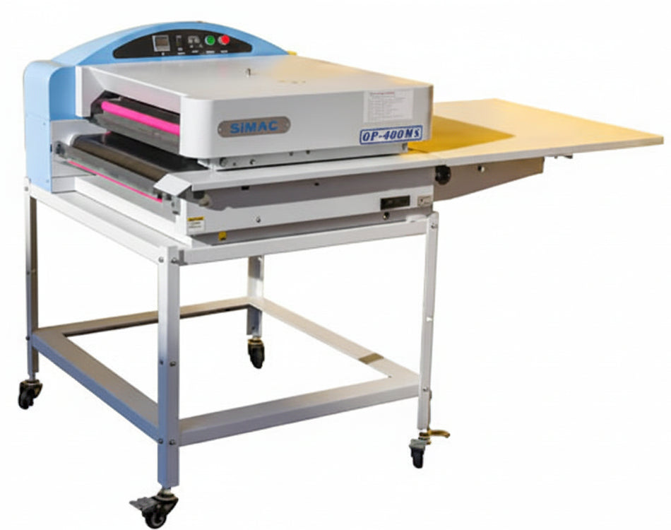 Simac 450 MS R – Pressa termoadesiva rotativa con raschietto e carrello (larghezza 45 cm)