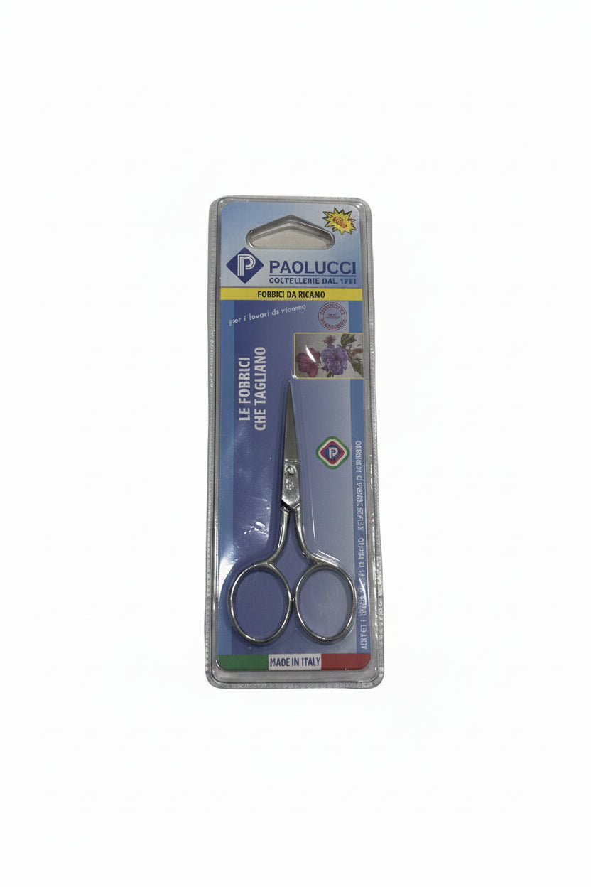 Forbicine da ricamo Paolucci gambo retto nichelate 3½" (9 cm)
